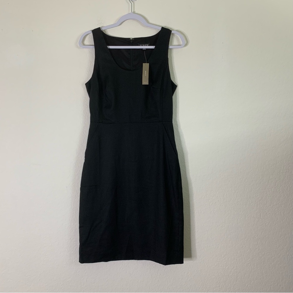 J.Crew Black Scoopneck resume dress in stretch linen blend 4 NWT